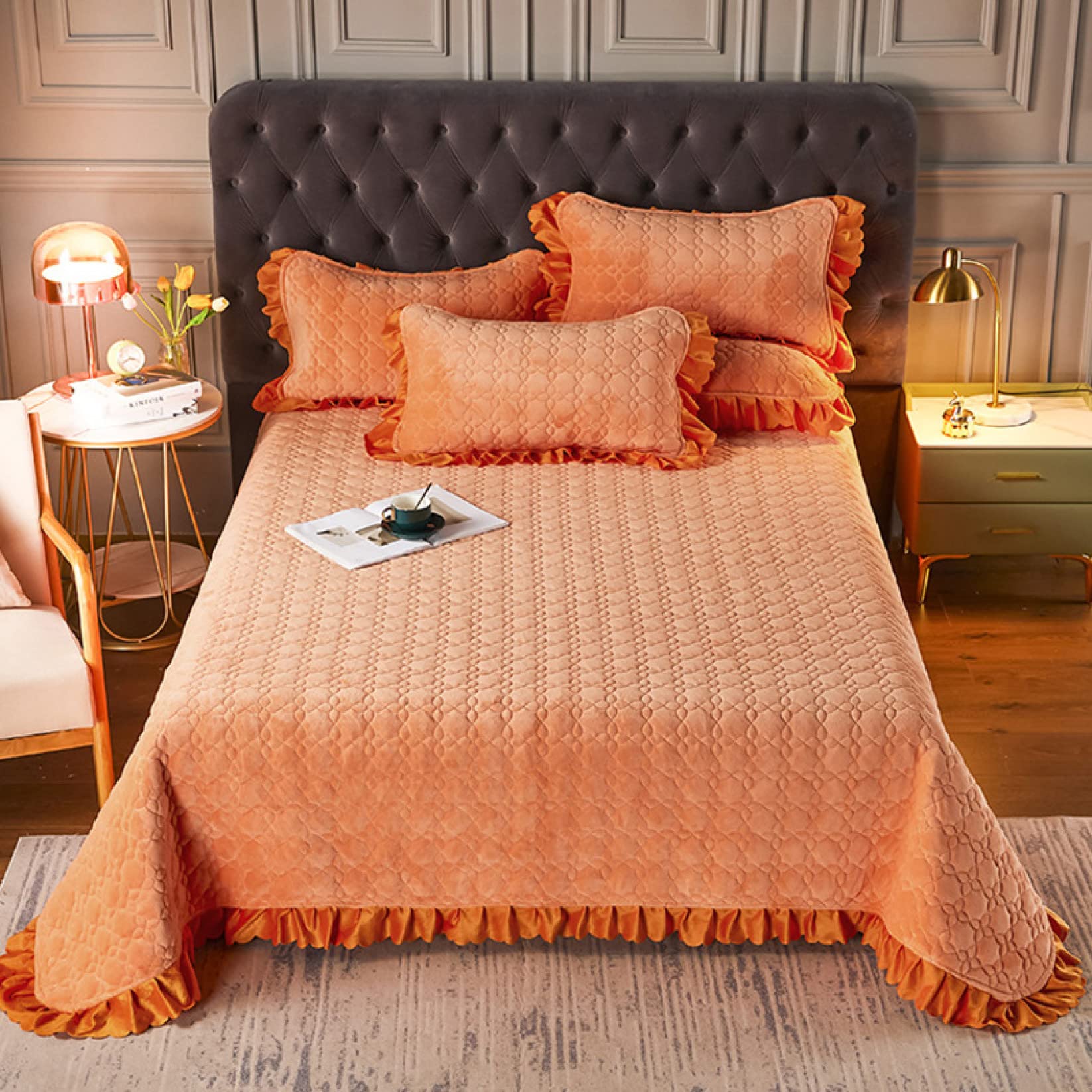 ベッドスプレッド マルチカバー キルト シングル おしゃれ 敷き布団カバー 冬 あったか ベッドカバー おしゃれ 北欧風 マットレスカバー ダブルフランネル ベッドカバー マルチ カバー ク風北欧 寝具カバー 3点セット綿100% ベッドスプレッド キルト おしゃれ ダブル