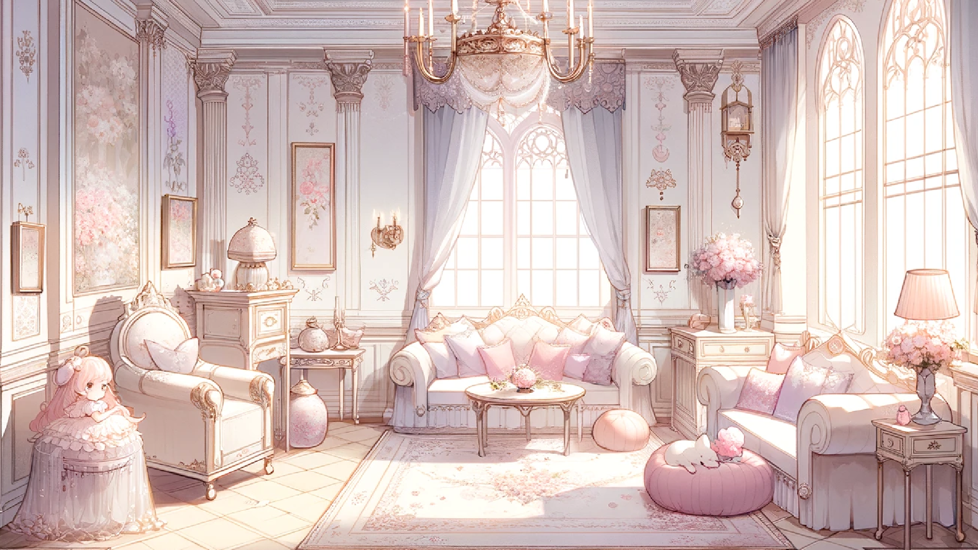 フリー素材一人部屋 5枚背景イラストみんちりえ