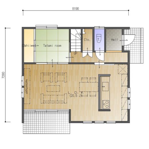 アウトドアリビング家作り 注文住宅 プラン 半屋外型のアウトドアリビングは外からの視線が気にならないよう建物の中央に配置＆急な来客でも安心のゲストルーム・広々としたテラスなど東京・神奈川の戸建て注文住宅は朝日建設