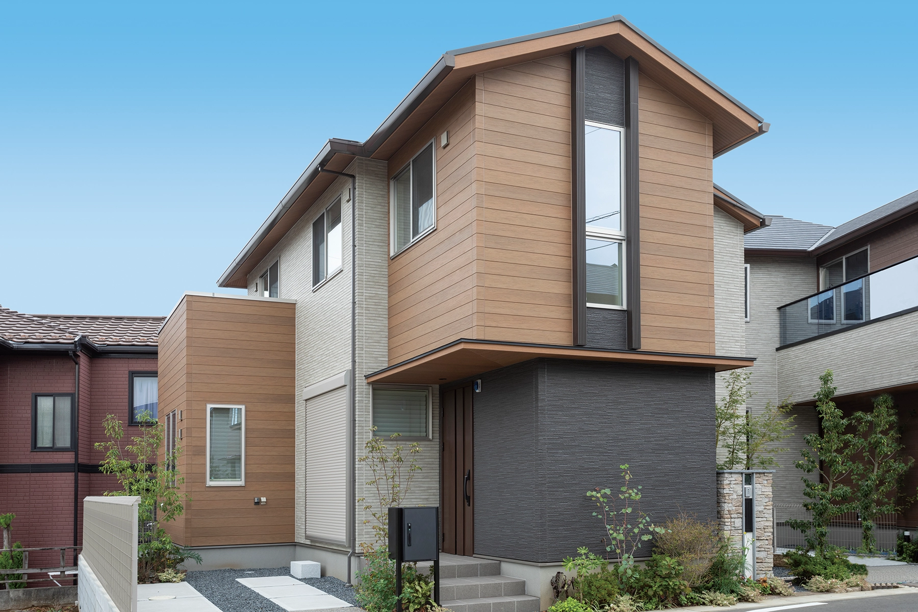 外壁の木目調アクセントでおしゃれな家づくり♪実例に学ぶデザインテクニック福井の注文住宅・工務店ノークホームズ