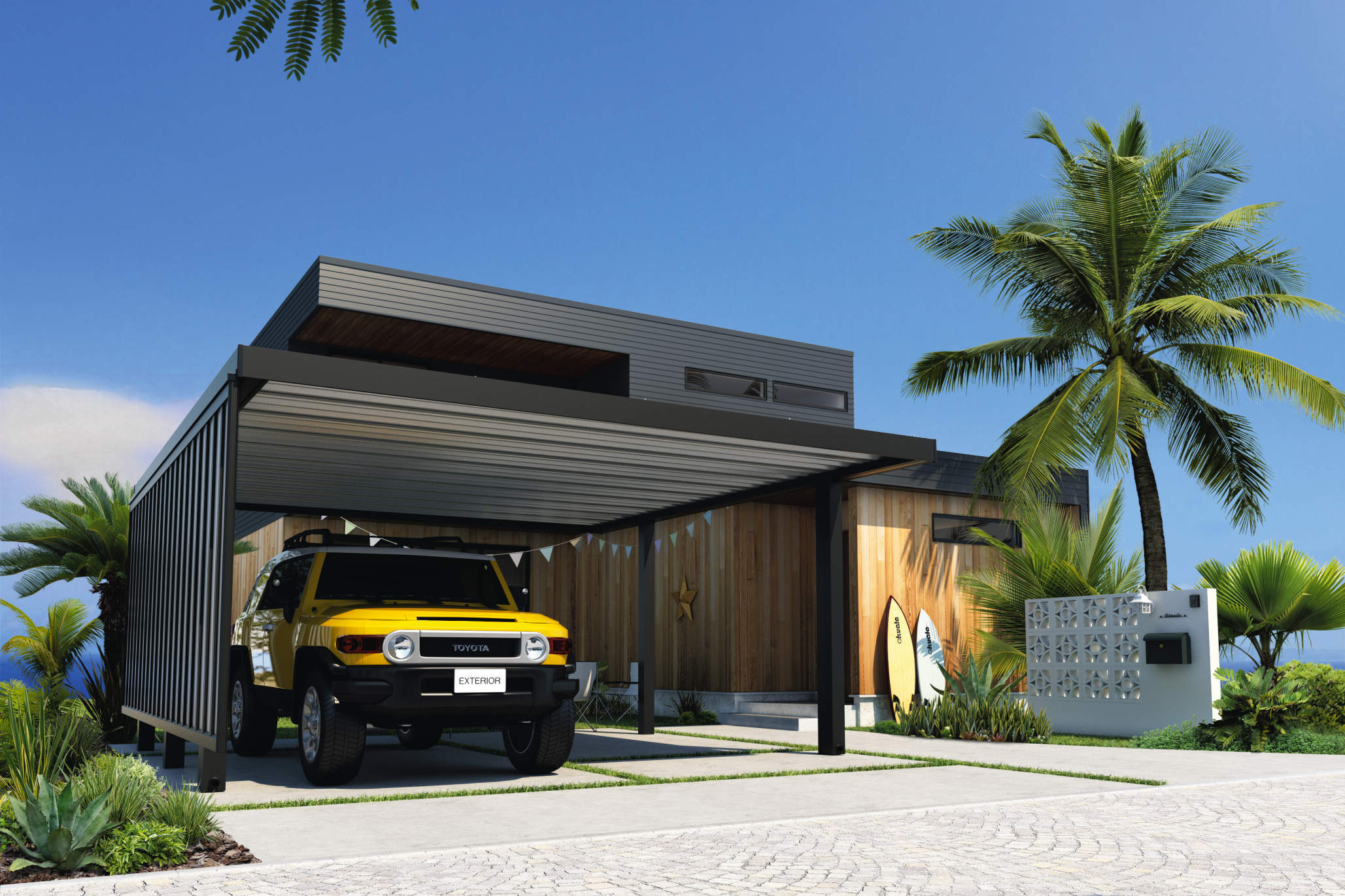 横からの雨の吹込みを防ぐカーポートのサイドパネル設置工事No.9879駐車スペースの施工例外構工事のガーデンプラス