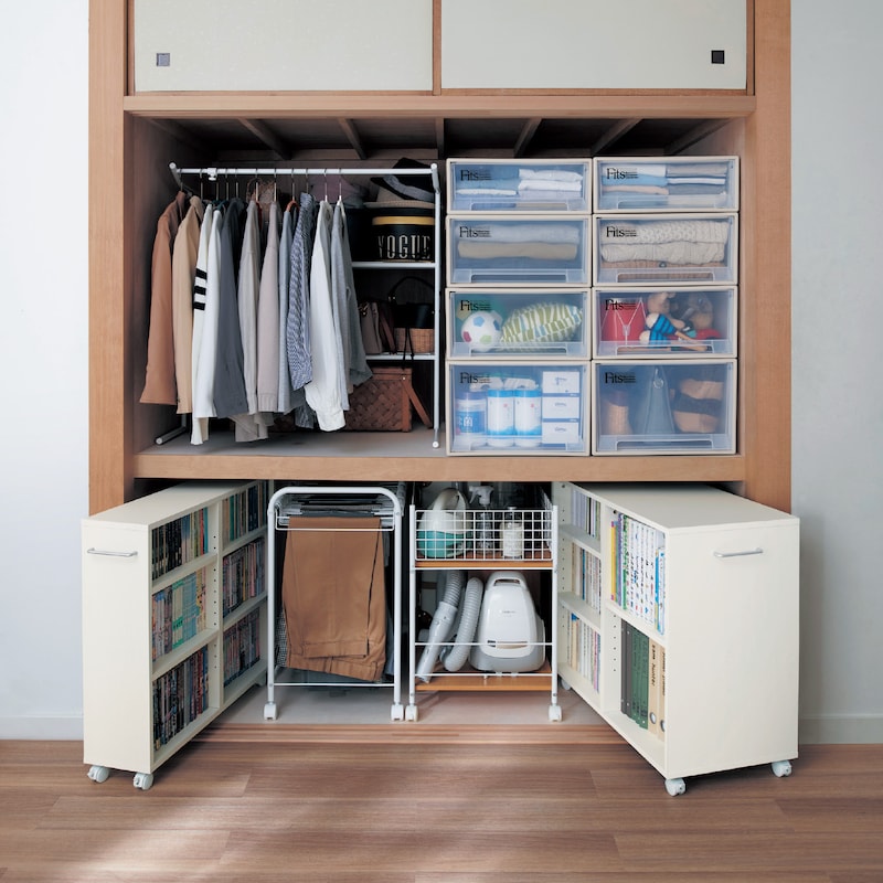 クローゼット収納 クローゼット本棚 キャスター付き SGT-0128-WH JKプラン 多目的木製棚 ホワイトホームセンター通販はDCMオンライン