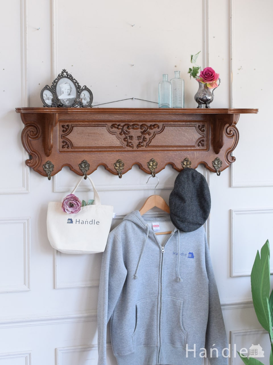 黒ペイント 4段 壁付け棚 壁掛けラック ナポレオンシェルフBrocante de La Cocotteフランスアンティーク・ドライフラワーのお店