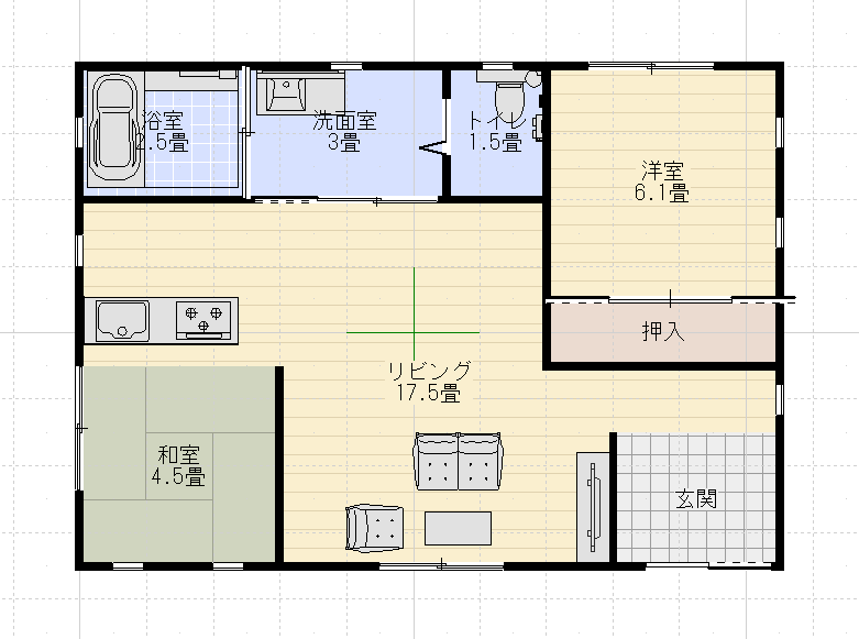 アイダ設計20坪以下の平屋の間取りをマイホームデザイナーで作成してみました。注文住宅の間取りを考えてみる
