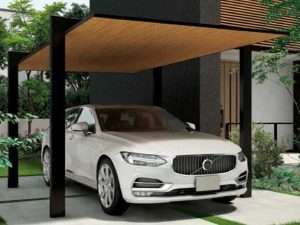 カーポートSC木調色住宅に調和するデザインＬＩＸＩＬ尼崎市大阪・神戸外構・エクステリアエクセル