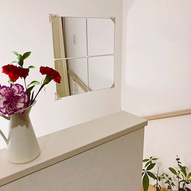 鏡をマスキングテープ＆シールでデコってみた♪ DIY徒然珈琲