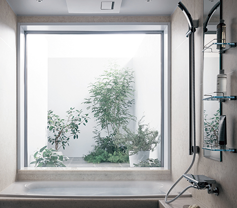 浴室用の内窓 インプラス2枚建て ユニットバス納まり