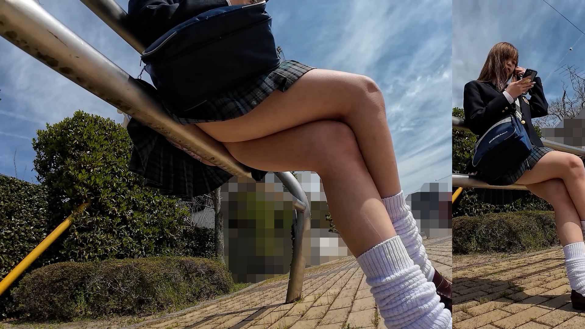 upskirt1023逆さ撮りJK】プリケツにフィットする縞Pを粘着撮りされるプリプリな太ももと股間の膨らみがエロすぎるポニテの美少女JK -  Nozokix