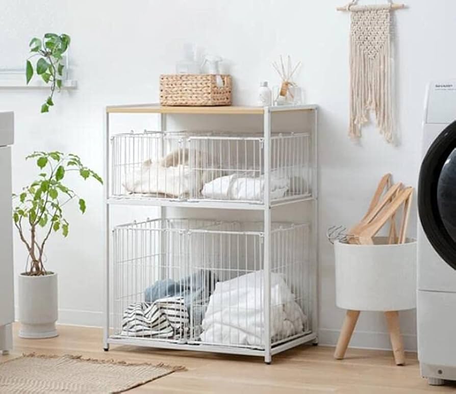 メッシュ3段バスケット ワゴン バスケット 3段 ランドリーラック 洗濯かご 洗濯カゴ 洗濯物入れ 洗濯物カゴ 脱衣かご おしゃれ ランドリ –ハコモノヤ