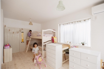 水色＆ピンクがかわいい女の子の部屋のコーディネート - 子供部屋のレイアウト＆インテリアコーディネート