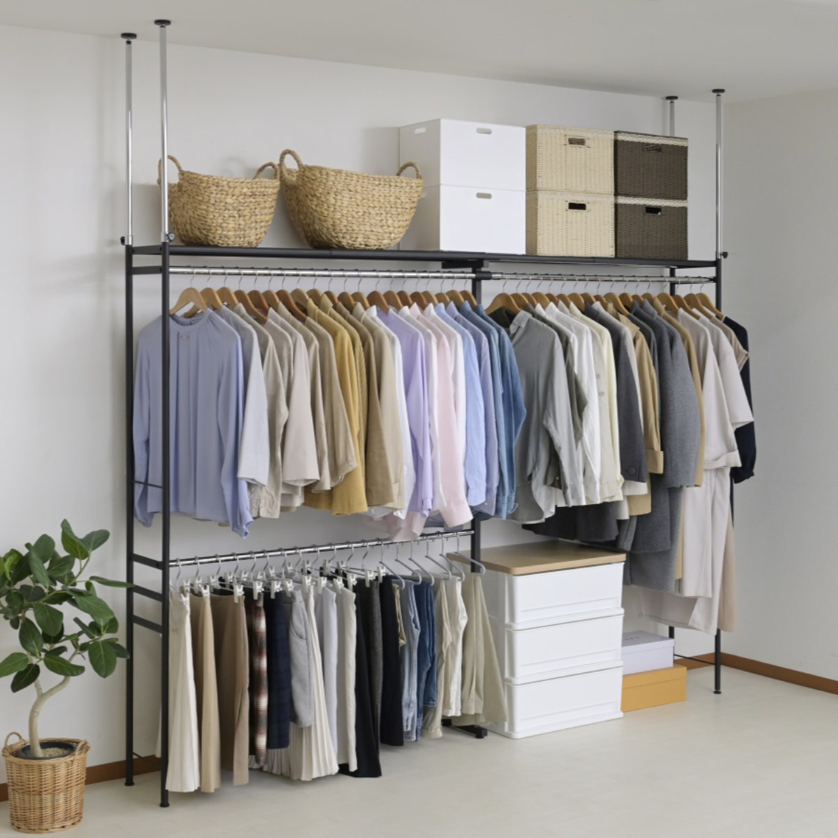 商品情報_天井突っ張り式ハンガーラック スリム ２段山善の商品情報サイトYAMAZEN BOOK