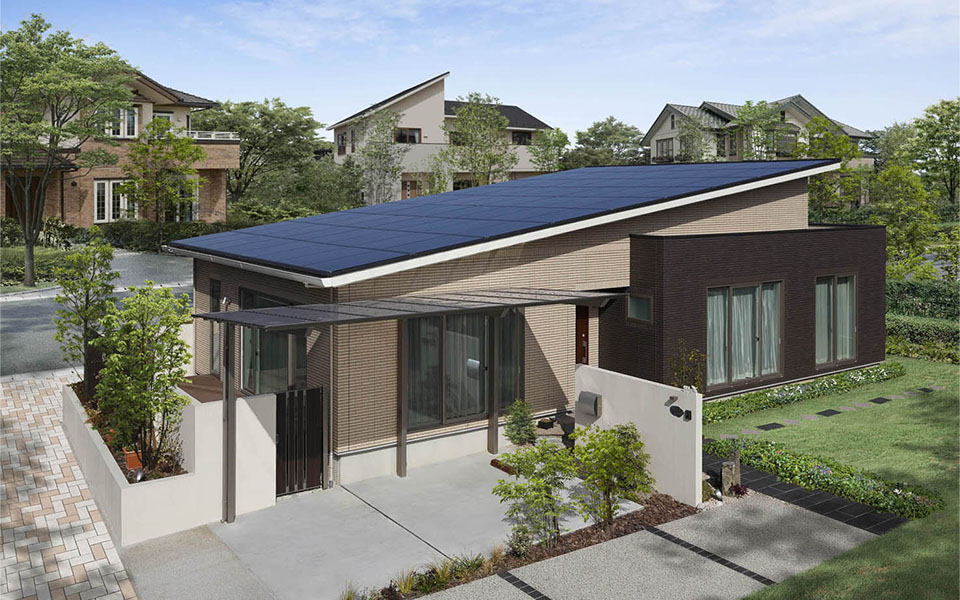 一条工務店の平屋建てにマッチするナチュラルモダン外構京阪グリーン滋賀・京都・大阪のエクステリア・ガーデン・外構工事