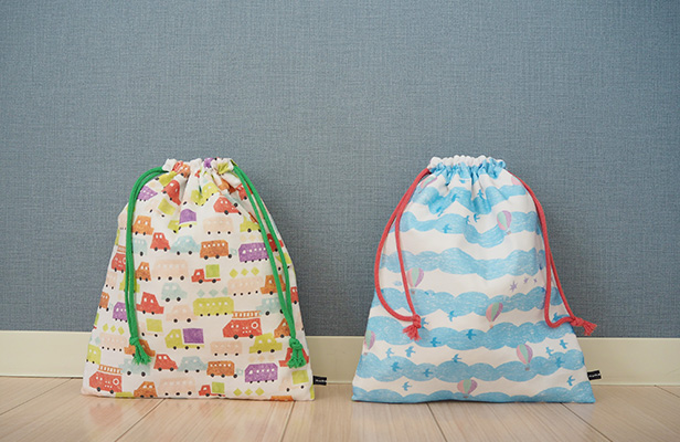 無料型紙 まるい巾着袋の作り方 裏地付き・フリル口・ハギレで簡単DIY・サニタリーポーチSunMoon