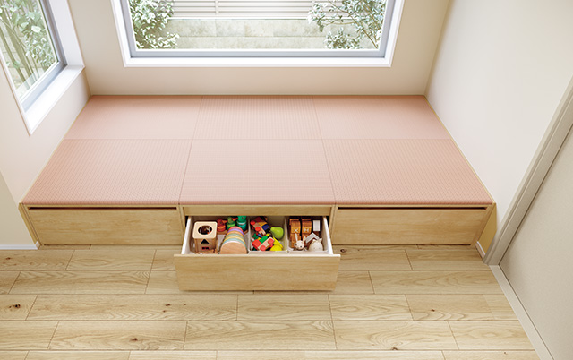 和モダン・小上がり 小上がりで和を取り入れる重量木骨の家