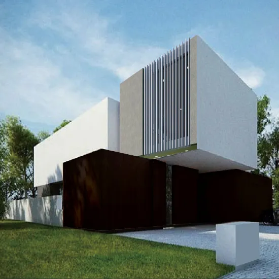 モダンハウス青×白スタイリッシュな外観間取り・パースアトリエツバキ 一級建築士事務所