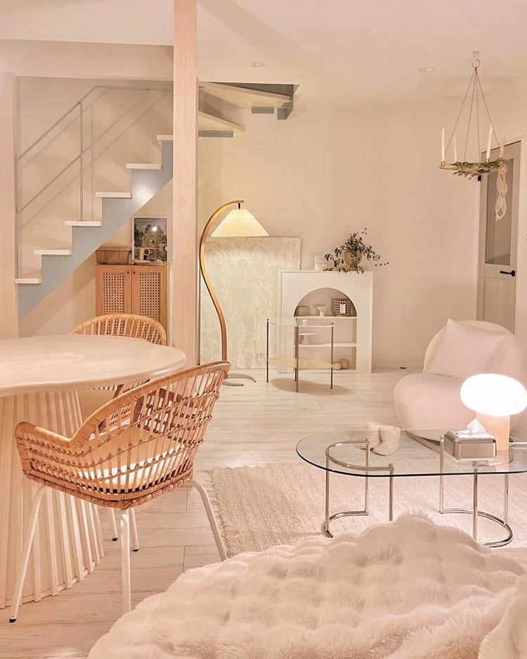 3colors ガラスラタンテーブル センターテーブル -ラタン ガラス 長方形 ローテーブル おしゃれ リビング テーブル 北欧インテリア 韓国インテリアkorearoom コリアルーム 韓国インテリア雑貨・北欧インテリア・家具通販サイト