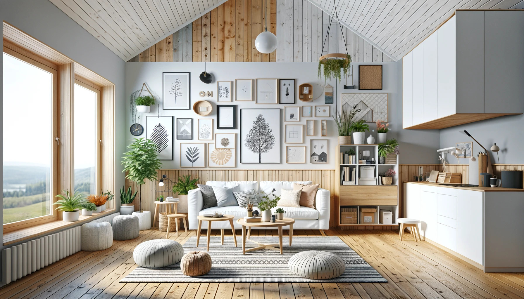 モダンなスカンジナビアスタイルのリビングルームのインテリアデザイン。3Dイラストレーションのコンセプトの写真 – Unsplashの建築の画像