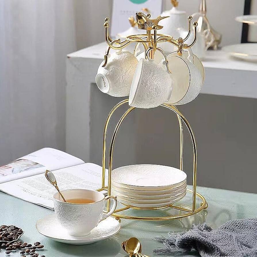 Amazonヨーロッパスタイルのコーヒーカップディスプレイラック、ソリッドウッドカップラックホームリビングルーム多層ディスプレイラック、クリエイティブな格子ラックの収納棚オープンシェルフ・ラックオンライン通販