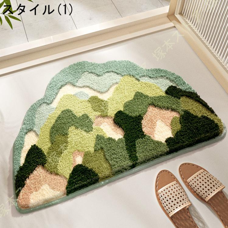 キッチンマット 北欧 シンプル 252cm 45×252cmキッチン マット 台所マット キッチン用マット 洗える 床暖房対応 滑り止め加工フチ加工 長方形 シンプルマット 北欧風マット すべり止め 丸洗い 床暖房グリーン