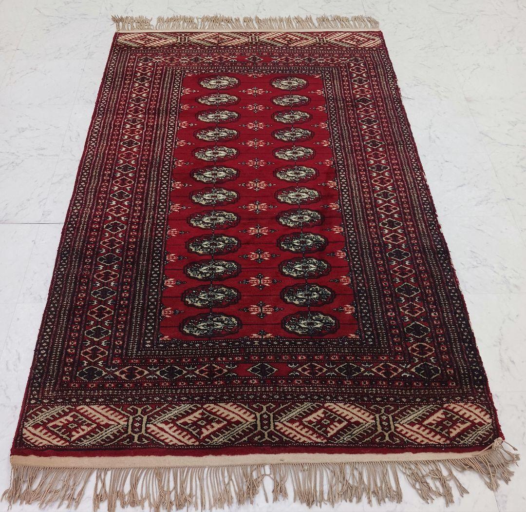 TOCORU 洗濯機で洗えるヴィンテージ風トライバル柄ラグ 100×140cm レッド 赤 滑り止め ナイロン素材 1帖 1畳 ミニラグ コンパクト畳める オールシーズン ペット 子育て 床暖対応 ホットカーペット対応 お洒落 長方形ラグ・カーペット