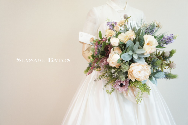 人気 ワインレッドの大人個性派ブーケ♡ おしゃれ ウェディングブーケ ドライフラワーブーケ