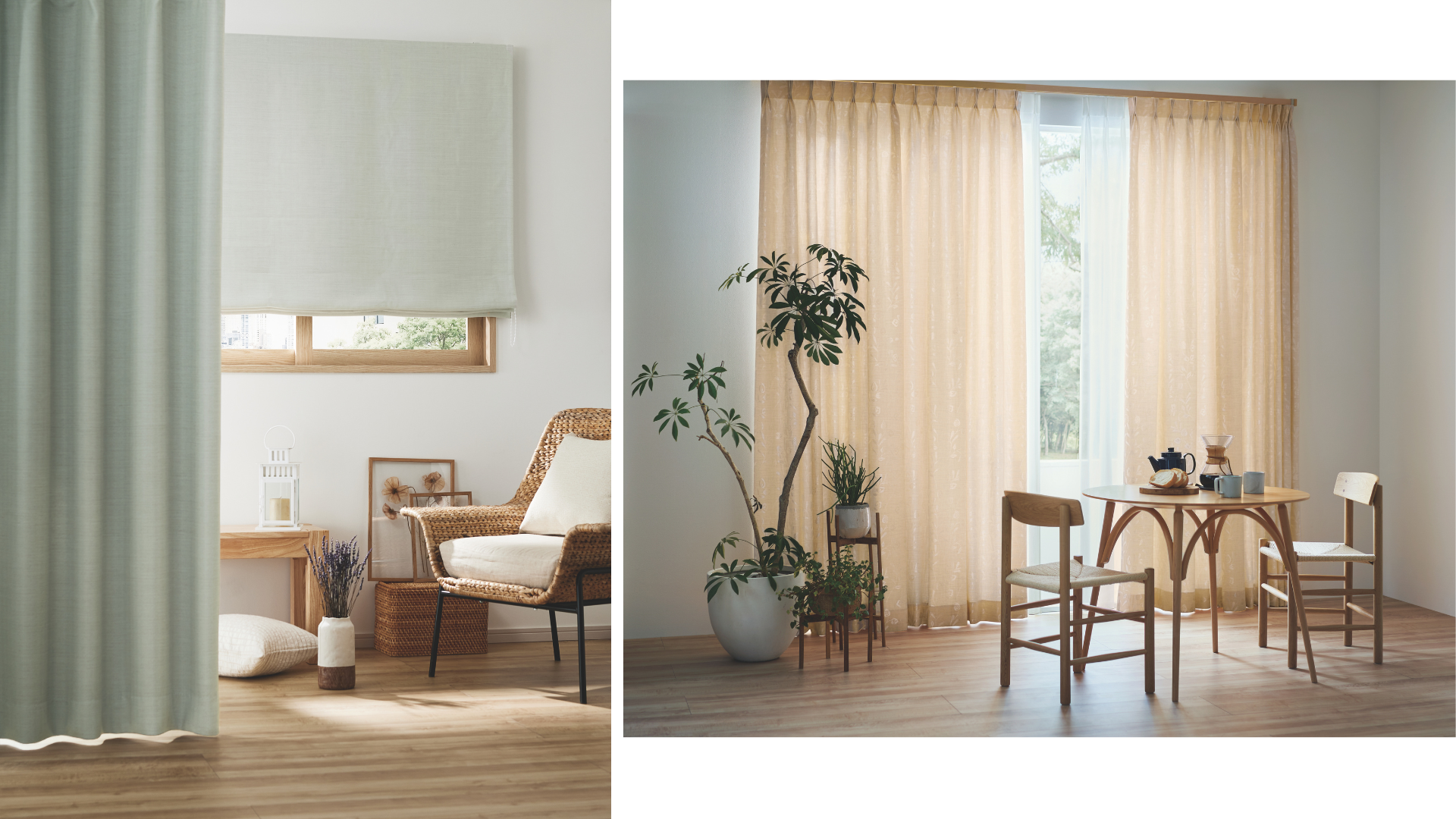 実例付き ミディアムブラウン床のインテリア術～テイストや色選び・カーテンやラグをご紹介～a.flat 風が運ぶ、自然の贈りもの -目黒通り・新宿・大阪梅田 グランフロント北館