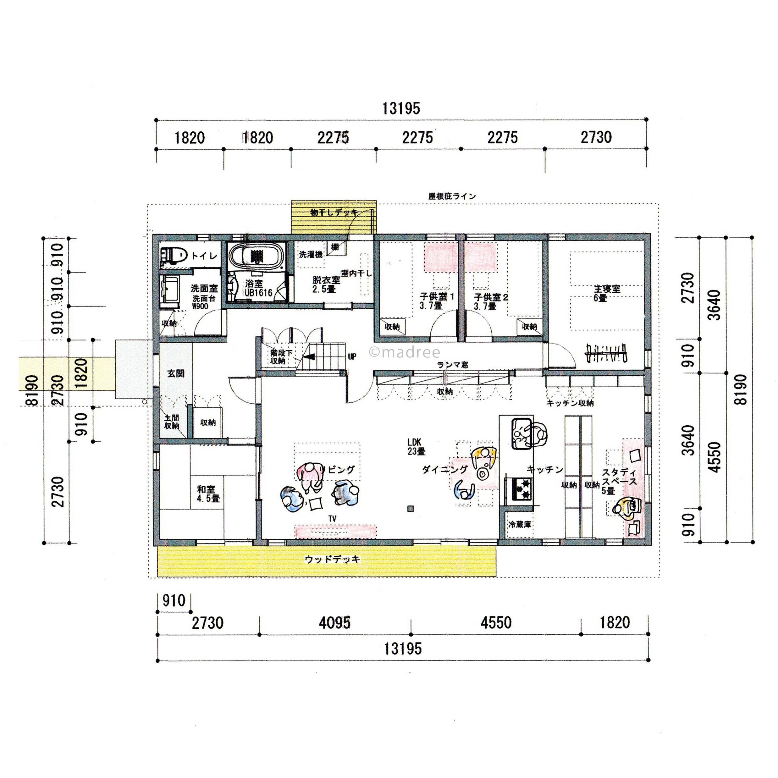 平屋の間取り4LDK南向き玄関！通り土間のある４０坪台の家元ハウスメーカー、今不動産特化ＦＰカルタのマイホームのイロハ