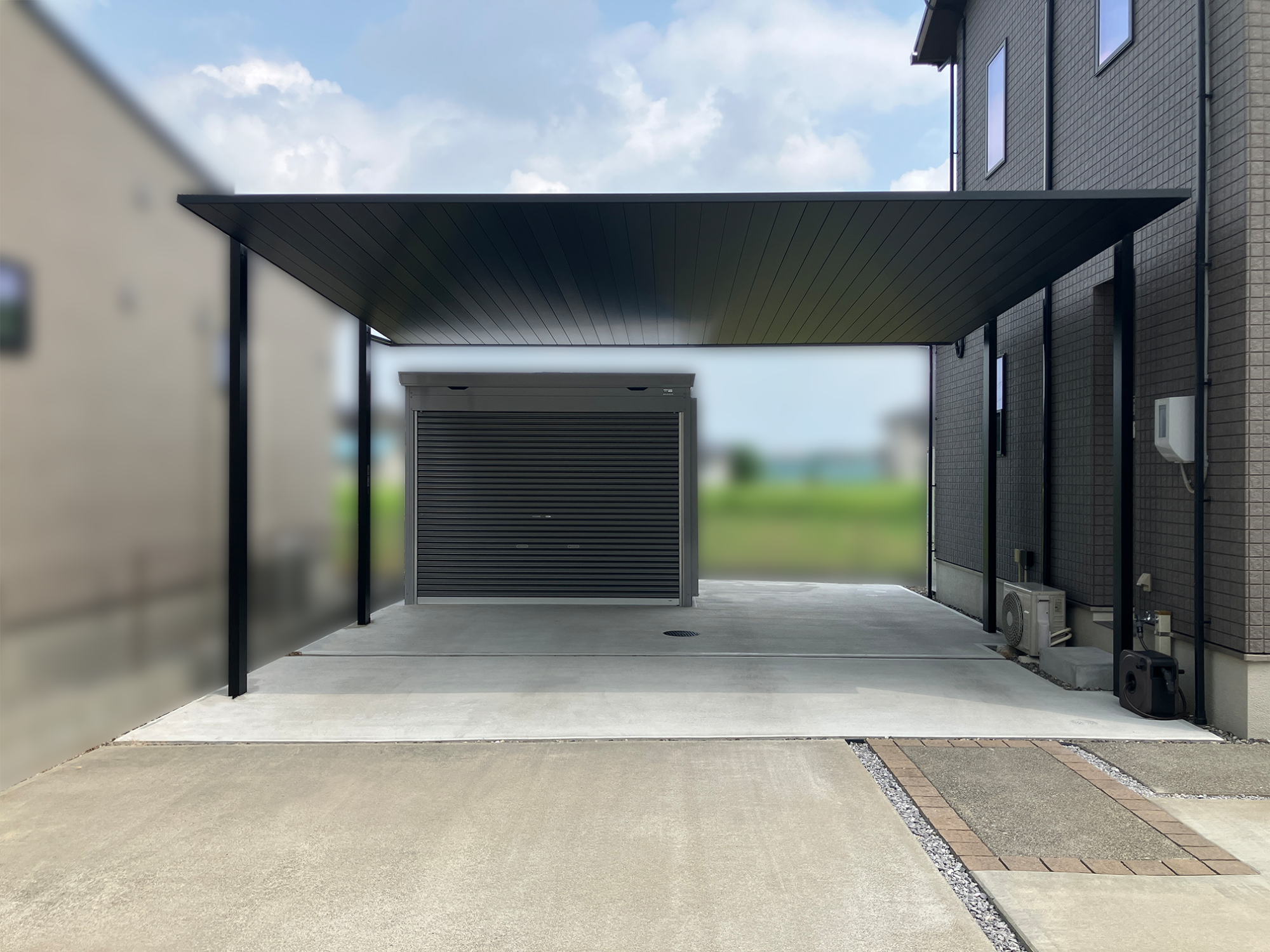 カーポートと門まわりリフォーム」クローズ外構施工事例 - 外構・庭・エクステリア・造園の創園舎川西市 宝塚市