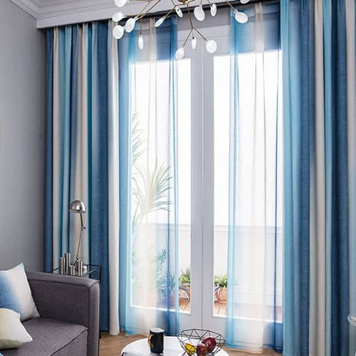 地中海の風を感じるグラデーションボイルレースカーテン 『ルバシカ レース ブルー』- ラグ・カーペット通販 びっくりカーペット