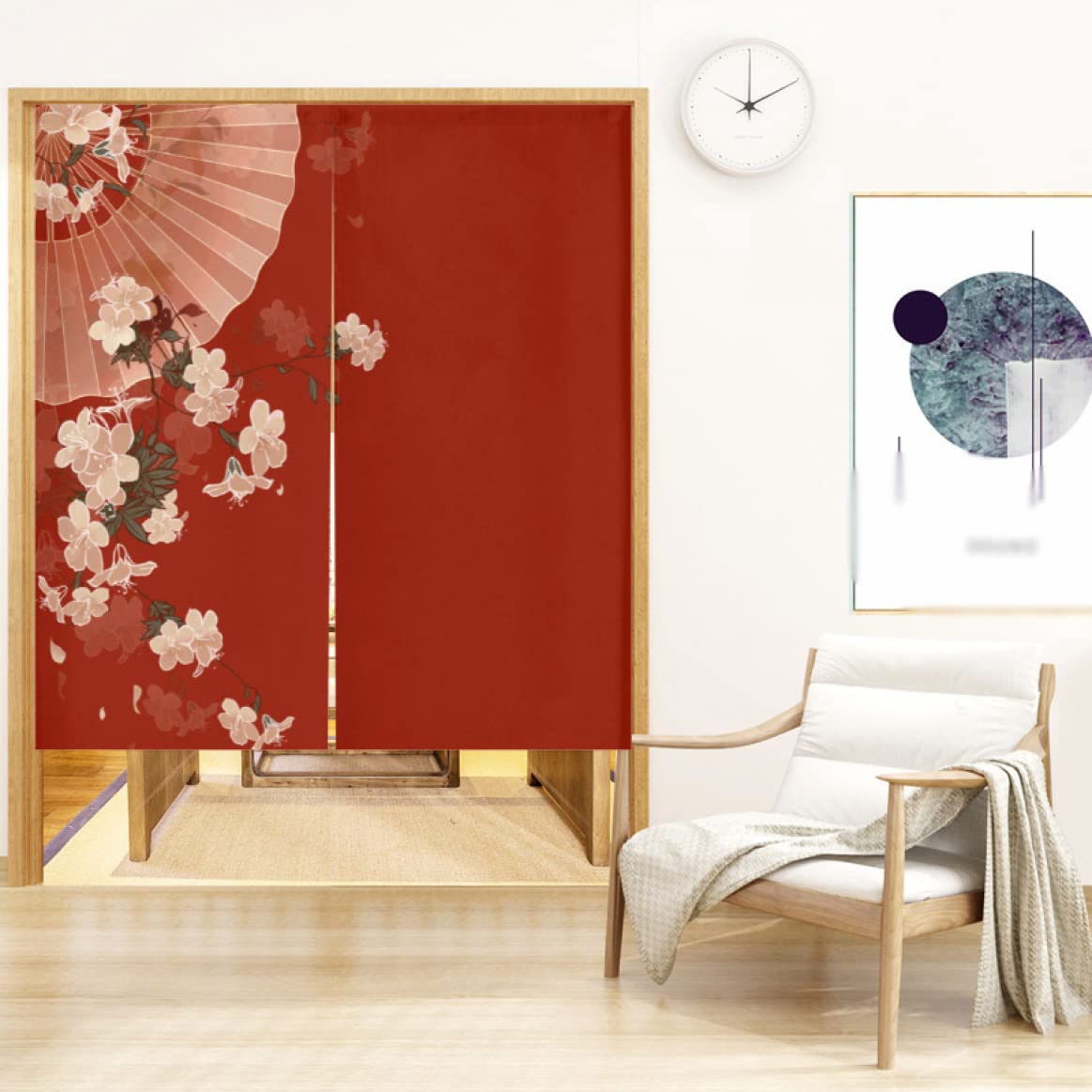 のれん 暖簾 おしゃれ カーテン 間仕切り 仕切りカーテン 目隠し 和風 和柄 和モダン 和風モダン 和風暖簾 日本 輪廻 毛筆 一筆書き 円想85×150cmLINEブランドカタログ