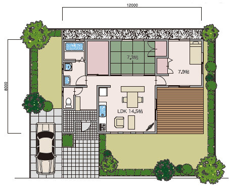 ウッドデッキとルーフバルコニーのある家間取りプランニングすむすむPanasonic