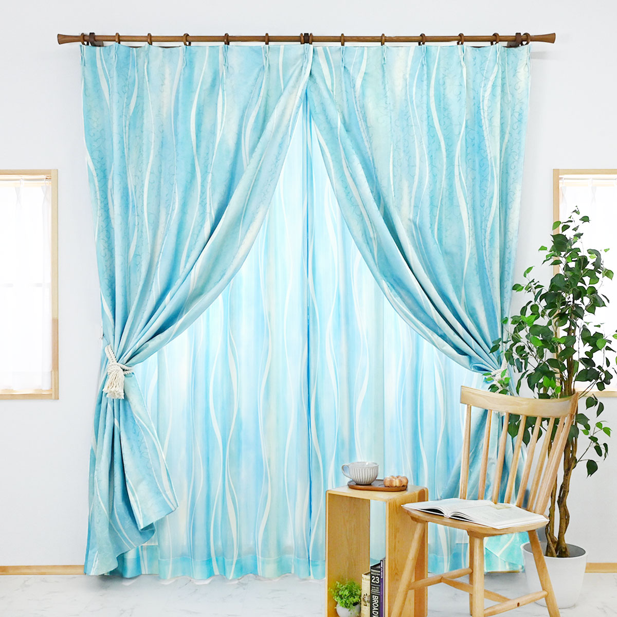 数量限定 ドレープカーテン グラデーション 綺麗 オシャレ 華やか 厚手 プライバシー保護 仕切り 明るい 北欧 雰囲気 二重レースカーテン幅100cm丈178cm カフェカーテン 2枚組 かーてん ヘイズブルー NICETOWN - メルカリ