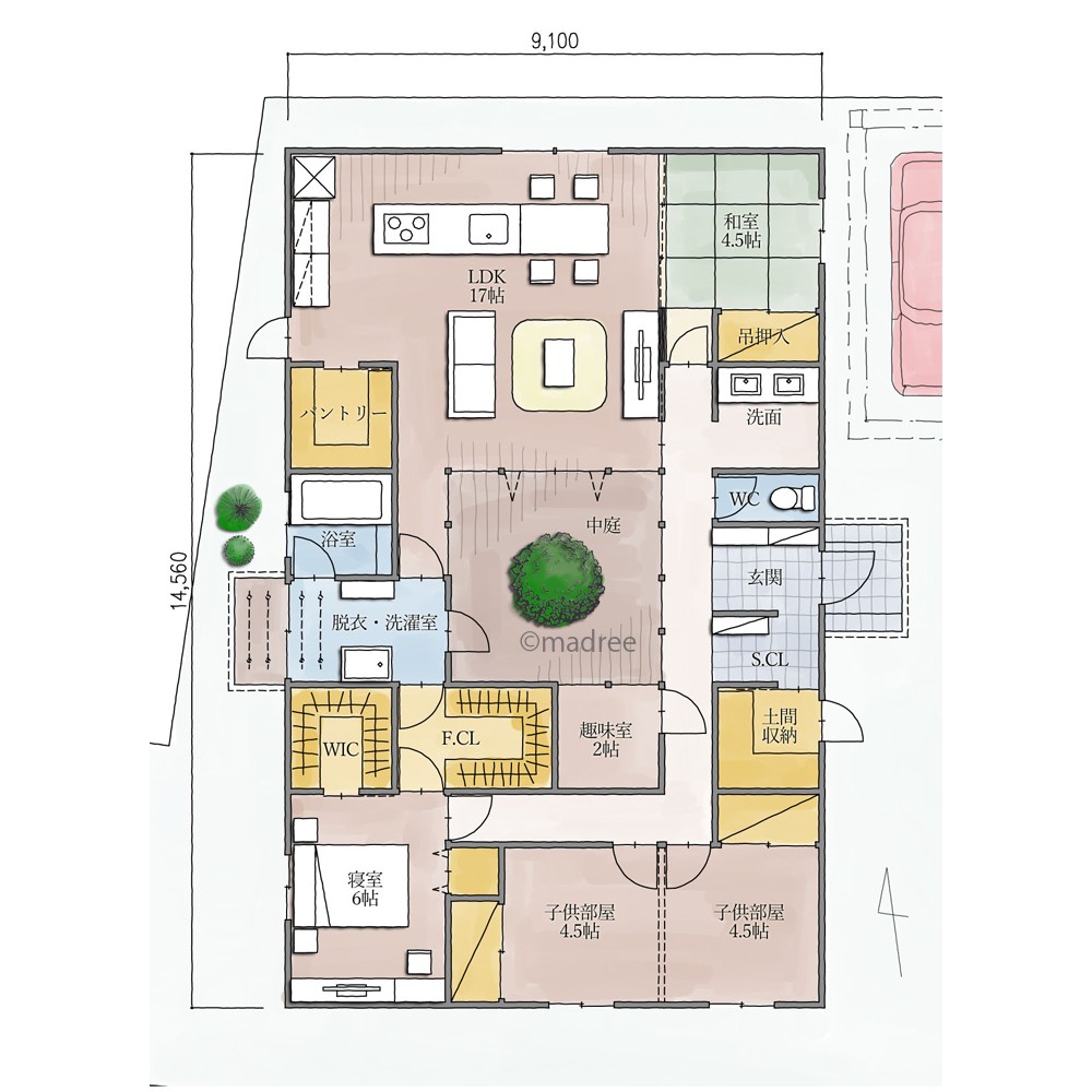 中庭のある平屋の間取りおすすめ6パターン コの字型orロの字型- 一戸建て家づくりのススメ