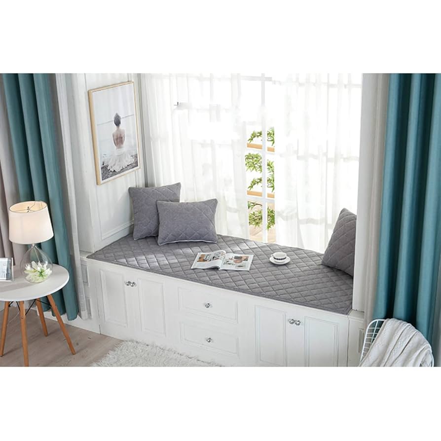 Amazon.co.jp:KUZQIMベンチクッション出窓クッション 窓敷居マット滑り止め 畳クッションカバー バルコニー 屋外 屋内インテリア 可愛い 無地の出窓クッション 70*210cm シンプル 出窓シート ベンチマット 装飾 ホーム ベッドルーム グレー : ホーム＆キッチン