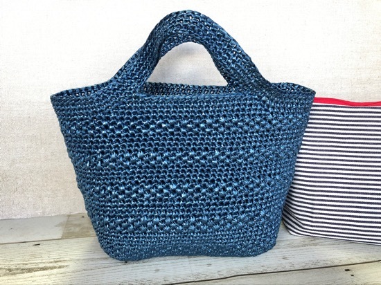 ビニール紐でシンプルトートバッグ かぎ針編み crochet bag