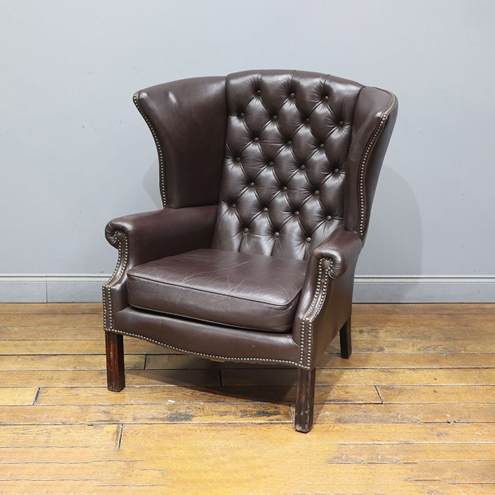 GMFK367F○MOBILIAモビリア ウイングバックチェア 本革 ラウンジチェア 臙脂色 英国 クラシック ウォールナット