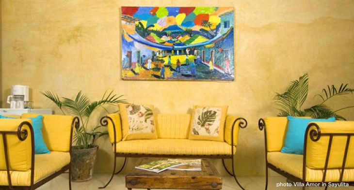 インテリア実例 ピンクをキーカラーにした、メキシコの海岸に立つ別荘ELLE DECORエル・デコ