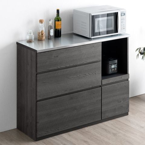 dショッピング キッチンカウンター 完成品 120 ステンレス天板 食器棚 収納 ステンレス キッチンボード レンジ台 レンジボード キッチンラックカップボード カウンター キッチン収納 120cm 24900060ブラックカテゴリ：キッチン収納・食品棚の販売できる商品