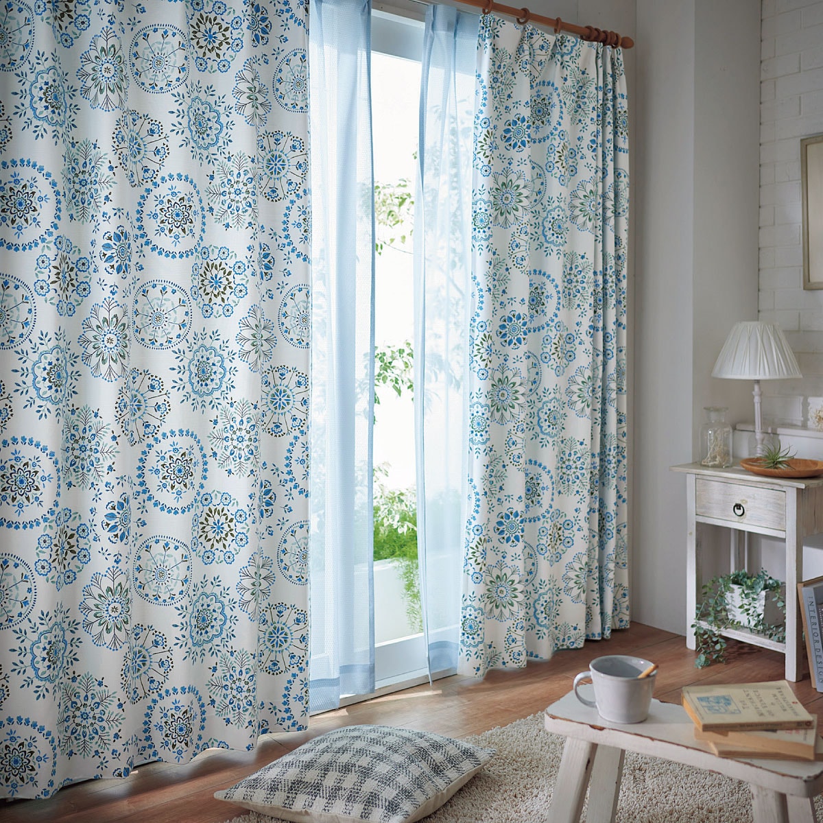 4枚入り カーテン 刺繍 レースカーテン 遮光カーテン セット 4枚セット アジアン 北欧 遮光