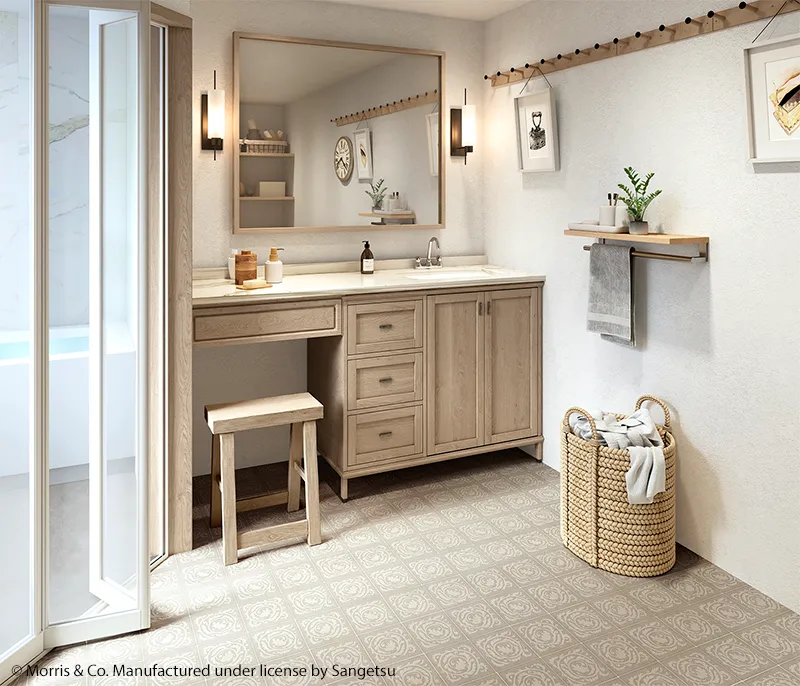 おすすめ 洗面所の床リフォームはクッションフロアーに防水処理で決まり飾りんぼ