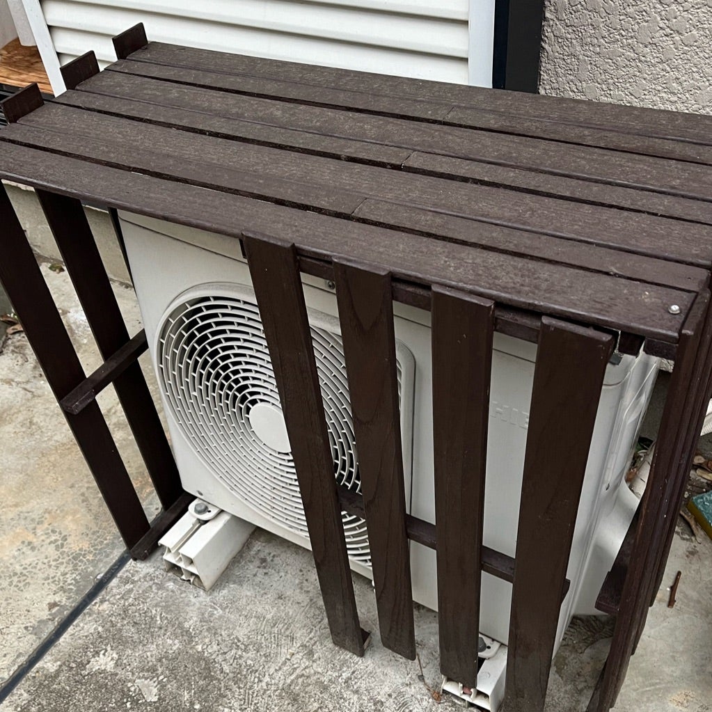 ニトリのエアコン室外機カバーがいい感じ♪組み立て方・大きさ・取り付けイメージを紹介するよ