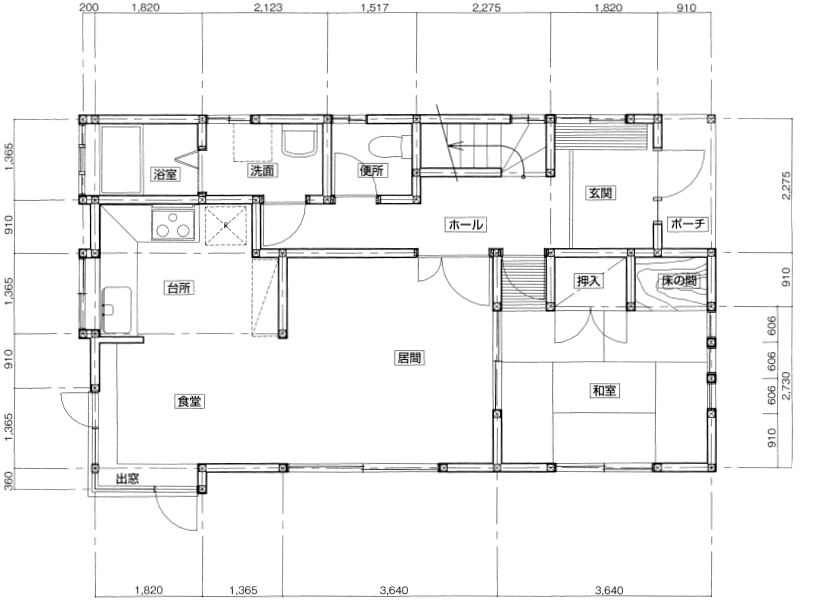 倉敷玉島リビングキッチンの家 平面図 - 岡山 住宅・建築の設計 建築家ー宇川建築計画事務所