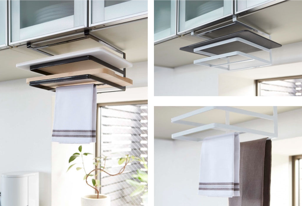 キッチンラック 約幅30cm スリム キッチン 収納ラック 戸棚下ラック ラップホルダー まな板収納 キッチンペーパー ふきん掛け 小物 おしゃれ 吊り下げ収納吊り戸棚 北欧 インテリア雑貨 ホワイト ブラック 白 黒 yamazaki山崎実業 戸棚下多機能ラック タワー towerの