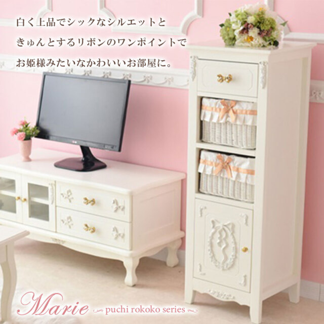 フランスから届いた白いアンティーク家具、ペイントのおしゃれなオープンシェルフの本棚