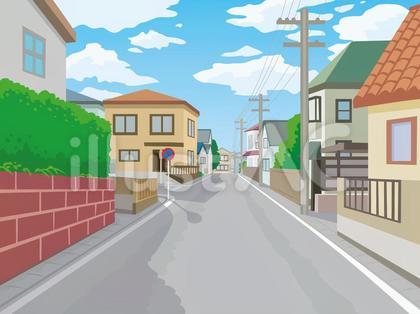 緑の豊かな住宅街・新興住宅地イラスト - No: 1835723無料イラスト・フリー素材なら「イラストAC」
