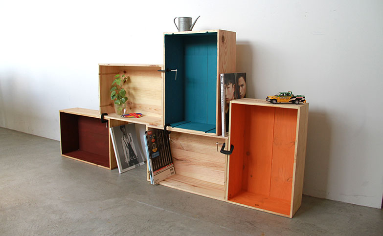 持ち手無しりんご箱 4箱1セット 棚 木製 収納 木箱 インテリア