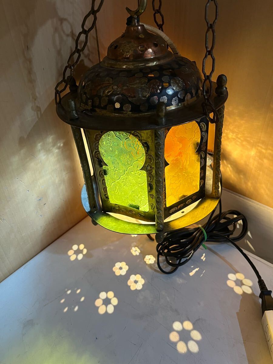 ボヘミア調 トルコ モロッコ風ペンダントライト 手作りモザイクステンドグラス アンティーク調 シャンデリア 天井照明