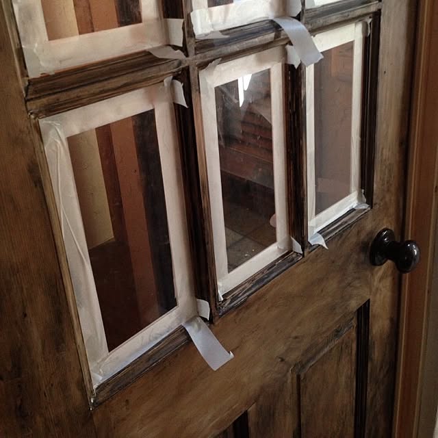 アンティークステンドグラスドア 白汚し -室内ドア製作事例020室内ドア工房 okamoku