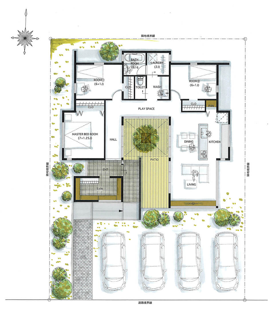中庭のある平屋間取り図42選！ コの字・ロの字 ヒラヤスタイル