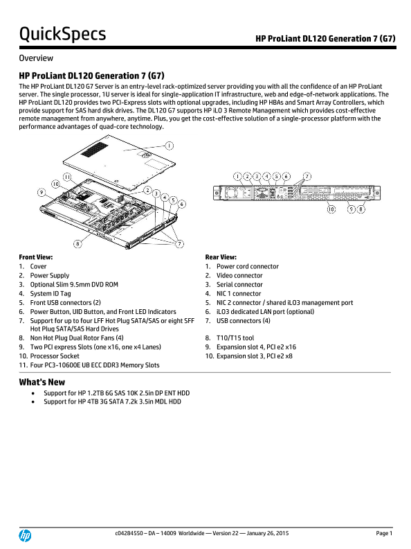 HP ProLiant DL120 Gen9